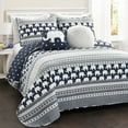thumbnail image 1 of Lush Decor Elephant Stripe 4 Piece Quilt Set, Navy, Twin, 1 of 4
