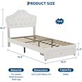 thumbnail image 4 of Memoryfield Twin Size Bed Frame with LED Lights & Velvet Crystal Button Headboard, Upholstered Platform Bed with Storage Drawer, Noise Free, No Box Spring Needed, Beige, 4 of 9
