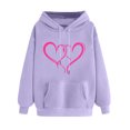 thumbnail image 2 of Tops for Women Women's Clothing Ndbuld Women's Print Winter Hoodie Pullover Tops Long Sleeved Comfortable Sweatshirt Up to 35% off,Purple,2XL, 2 of 5