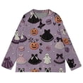 thumbnail image 3 of HAYIMI Women Sweater Halloween Pumpkin Ghost Print Button-Front Cardigan, Long Sleeve V-Neck Graphic Loose Fit Fall Knit Coat Tops, 3 of 3