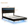 thumbnail image 4 of Full Size Floating Bed Frame with LED Lights and USB Charging Station, Modern Platform Bed with Headboard,Wood Slats Support,No Box Spring Needed,White+PU, 4 of 9