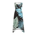 thumbnail image 4 of Womens Casual Tank Dress Floral Sleeveless Summer Midi Dress Asymmetrical Hem Vacation Beach Outfit, 4 of 7
