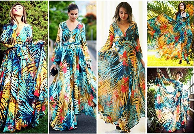 tropical long sleeve dress