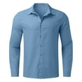 thumbnail image 4 of Ketyyh-chn99 Men's T-Shirts Shirts Cotton Long Sleeve Shirts Regular Fit Long Sleeve Flannel Shirt Light Blue,4XL, 4 of 5