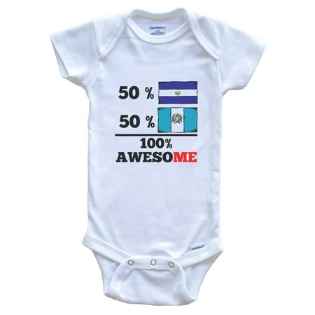 

50% Salvadorian 50% Guatemalan 100% Awesome El Salvador Guatemala Flags Funny One Piece Baby Bodysuit