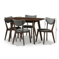 thumbnail image 6 of Baxton Studio Hadrea Mid-century Modern Walnut-Finished Dark Grey Fabric Upholstered 5-Piece Dining Set, 6 of 6