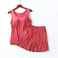 thumbnail image 5 of Besolor Womens Plus Size Pajama Set with Built in Bra Casual Sleeveless Tank Top and Shorts Set Sleepwear Pjs, 5 of 6