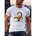 thumbnail image 1 of Camiseta de moda Golden Scorpion (1 pieza): cuello redondo elástico, transpirable, de secado rápido, esencial para el año para hombre. Estampado gráfico de moda, ropa informal, actividades al aire lib, 1 of 5