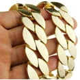 thumbnail image 3 of Hip Hop Chain 25MM Wide Yellow Gold Finish Flat Huge Cuban Link Necklace 30" Inch, 3 of 8