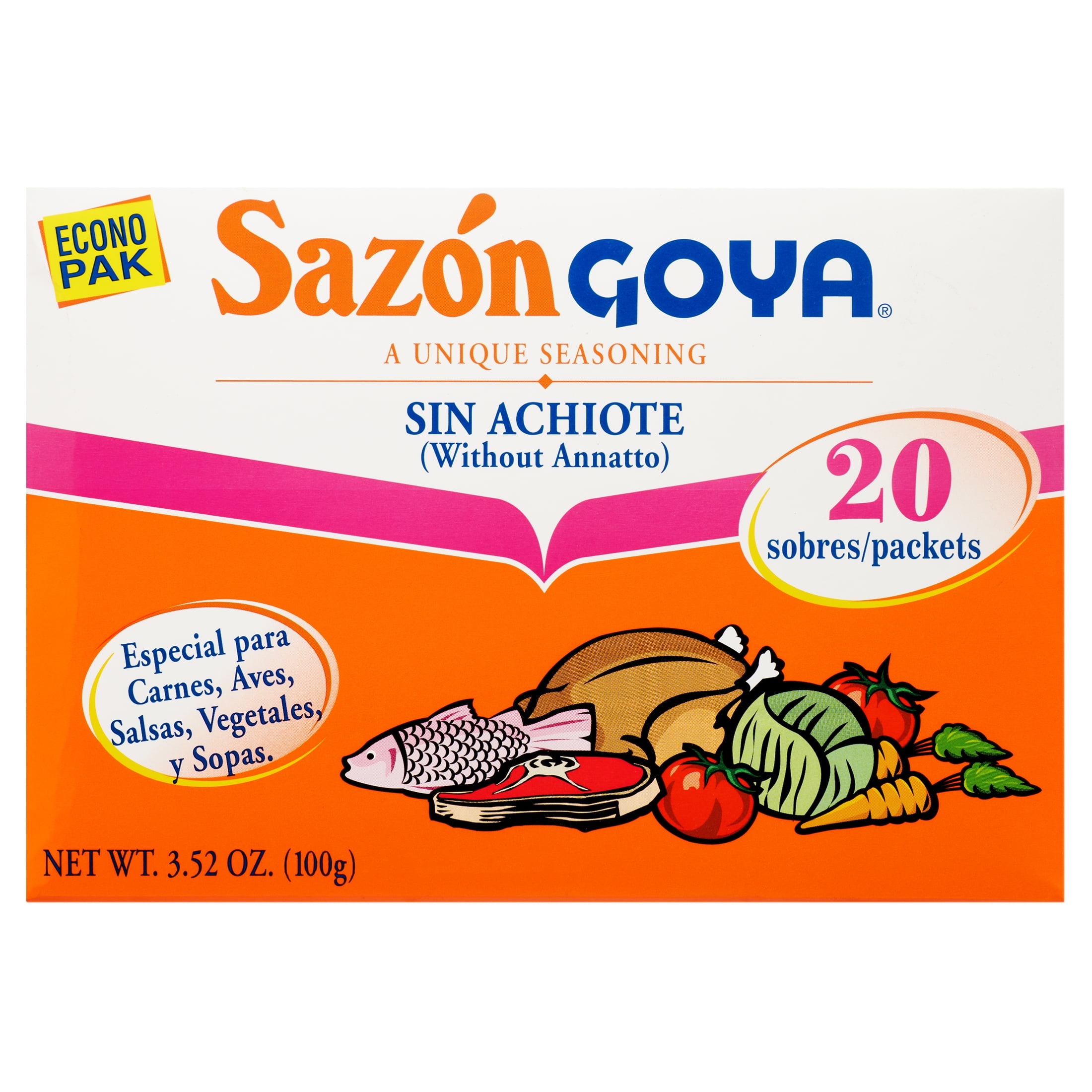 (3 pack) Goya Sazon Seasoning Without Annatto, 3.52 oz