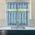 thumbnail image 3 of Kitchen Curtains 36 Inch Short - 3 Panel Set, Rod Pocket Window Curtain, Boho Floral Tribal Style, 100% Polyester for Farmhouse, Kitchen, Cafe, Bedroom, Easy Wash, 3 of 6