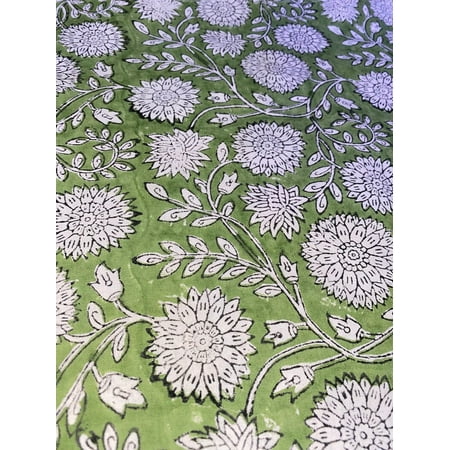 New era creation Sage Green Hand Block Printed Cotton Fabric By The Yard,Dining Table Cover Farmhouse Party Wedding Home Housewarming Baby Shower