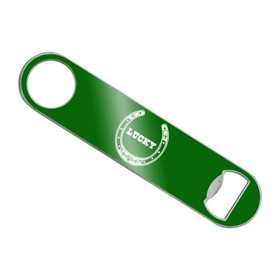 Horseshoe Lucky Green Stainless Steel Vinyl Covered Flat Bartender Speed Bar Bottle Opener