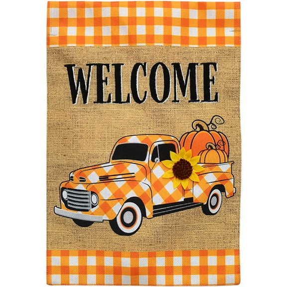Briarwood Lane Garden Flag 12x18 For Outdoor Checkered Fall Truck Burlap For Fall Garden Flag Flags For Outside