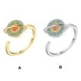 thumbnail image 2 of Qarigey Anillo de planeta de circón giratorio, brillante ajustable abierto, anillos antiestrés, joyería de dedo portátil de moda, oro Type3 NO3, 2 of 6