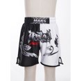 thumbnail image 3 of Haitryli Kids Boys Muay Thai Martial Arts Shorts MMA Kick Boxing Boxer Shorts Training Booty Shorts Black&White 3-4, 3 of 7
