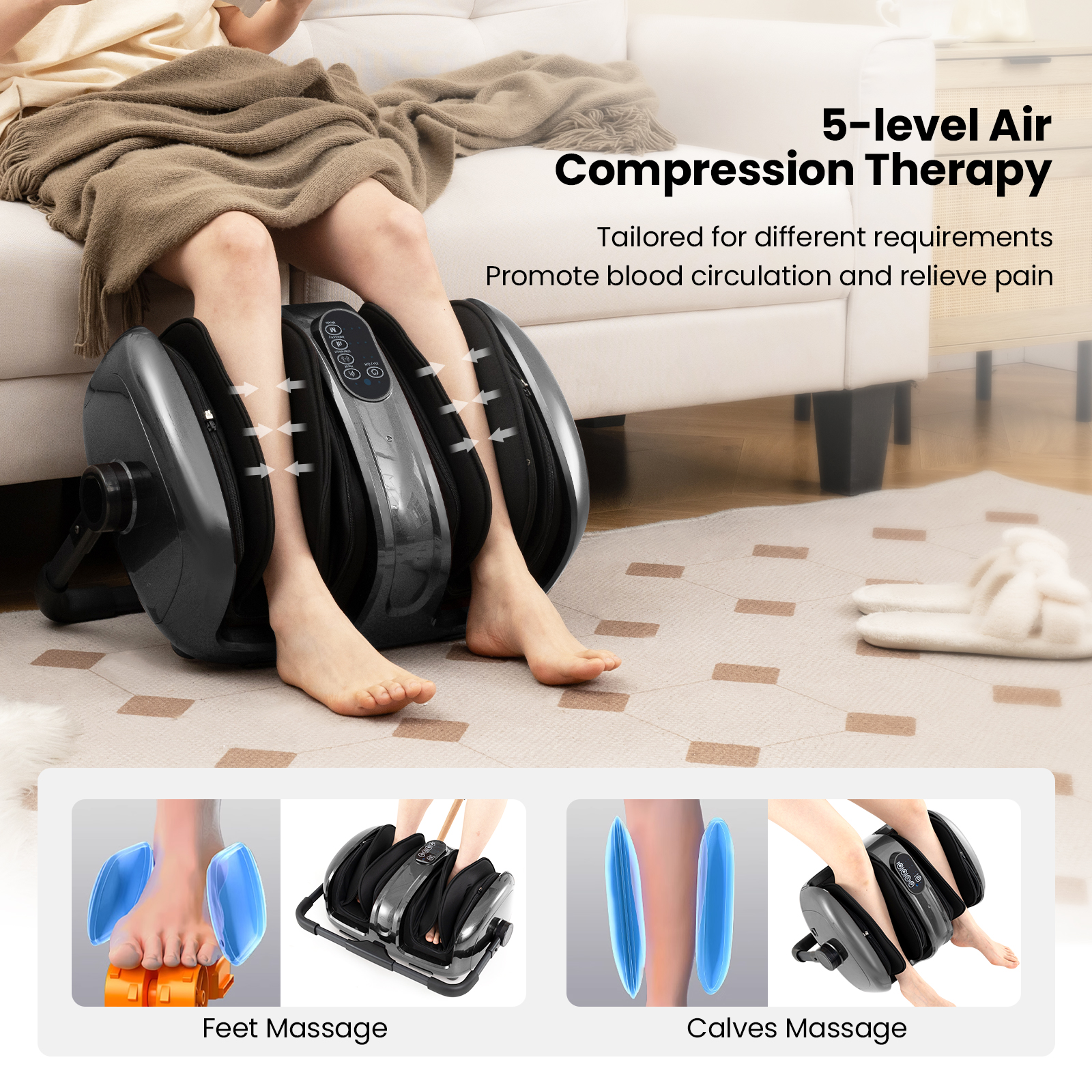Giantex Foot & Calf Massager w/Heat, Deep Kneading Shiatsu Massager Machine, Gifts for Elder Men Women, Grey