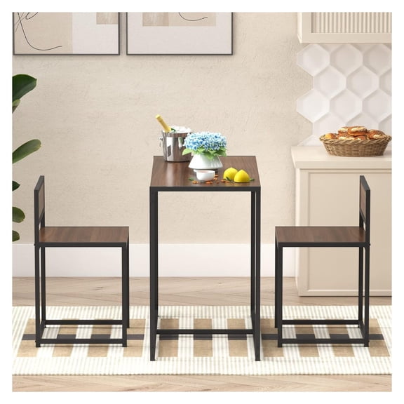 3-Piece Dining Table Set, Wood Square Dining Room Table Set, Small Kitchen Table Set for 2, Breakfast Table Set, Kitchen Wooden Table and 2 Chairs for Kitchen, Dining Room, Outdoor bar