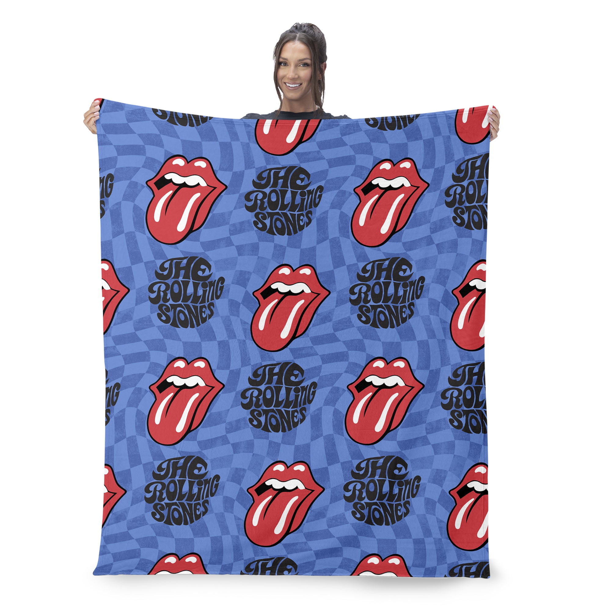The Rolling Stones Psychedelic Check Silk Touch Throw Blanket 50 x 70 inches