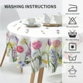 thumbnail image 4 of Spring Tulip Floral Tablecloth Round 60 Inch Colorful Watercolor Vintage Flowers Rustic Print Summer Seasonal Gift Print Decorative Washable Polyester Table Cloth for Party Picnic Home Kitchen Decor, 4 of 6