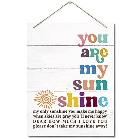 You Are My Sunshine Decor Sign, Hanging Printed Wall Plaque Wood Signs, Home Gift, Gifts Children's Nursery Bedroom, Kids Baby Bedroom Decor, Rustic Farmhouse Decor for The Home 8x12 Inch