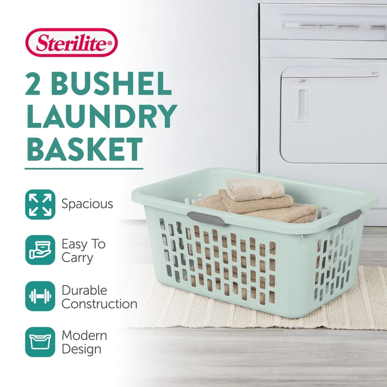 Sterilite Laundry Basket, 2 Bushel Plastic Hamper with Handles