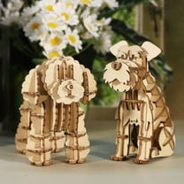 3D Wooden Puzzles For Adults Sherina and Poodle dog Crafts To Build Mechanical Model Kits Christmas Perfect Gifts For Women