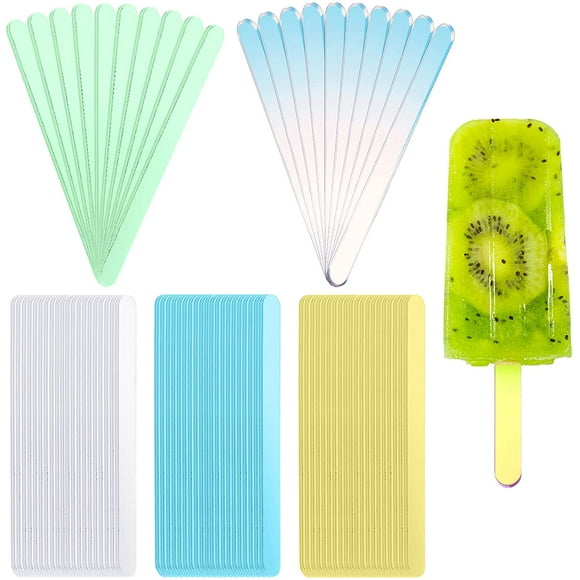 100 Pieces Cakesicle Popsicle Sticks Acrylic Ice Cream Sticks Popsicle Ice Cream Sticks Reusable Multicolor Popsicle Sticks 4.5 Inch Cake Pop Sticks for Candy DIY Crafts Party Favor (Classical Style)