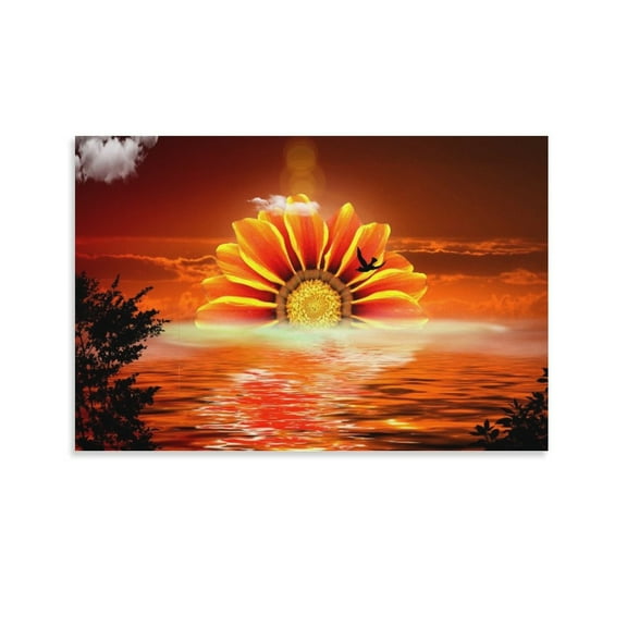 Graphic Sun Sunset Heaven Poster Decorative Painting Canvas Wall Art Living Room Posters Bedroom Painting,Unframe-style,12x18inch(30x45cm)