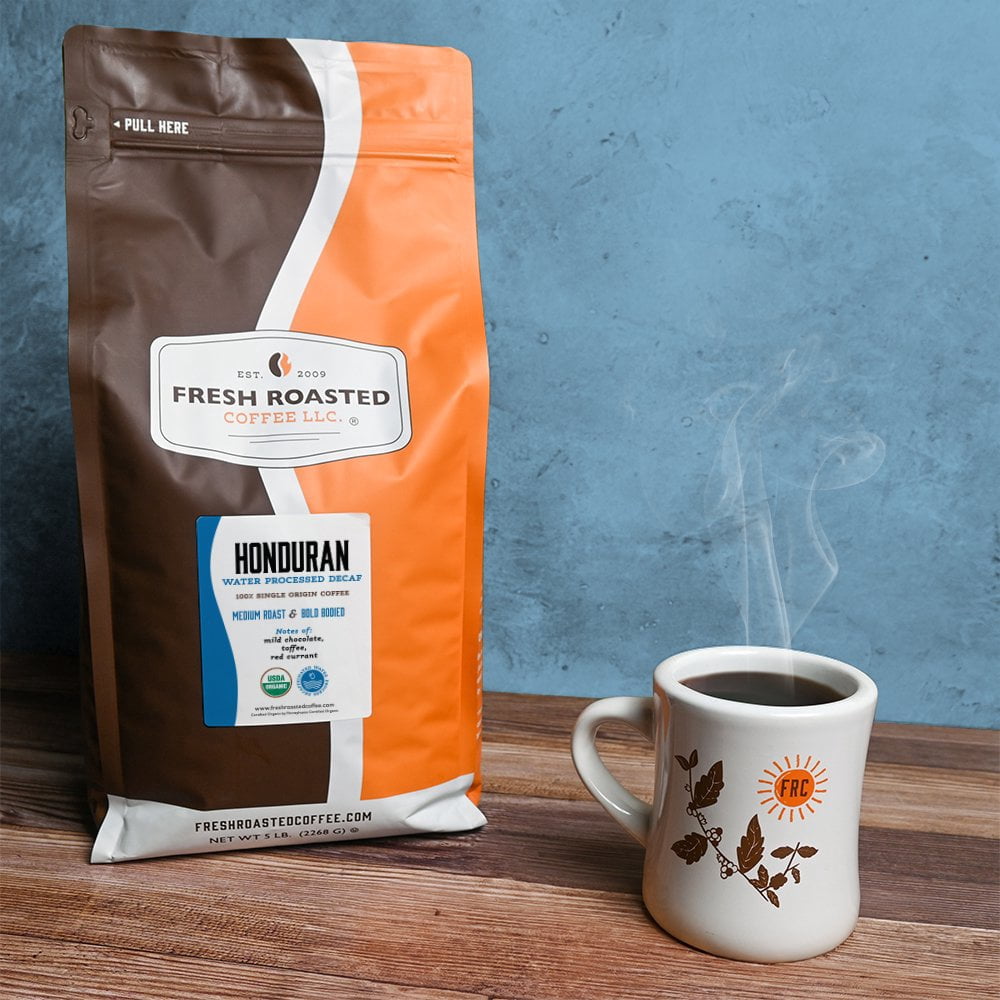 3 pack Fresh Roasted Coffee, Organic Honduran Water-Processed Decaf Coffee, Medium Roast, Ground, 12 oz