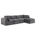 thumbnail image 2 of 138'' Corduroy Sectional Sofa with Movable Ottoman, Modern Boneless Cloud Couch with Deep Seat, 4-Seater L-Shaped Modular Sofa for Living Room, No Assembly Required, Dark Gray, 2 of 6