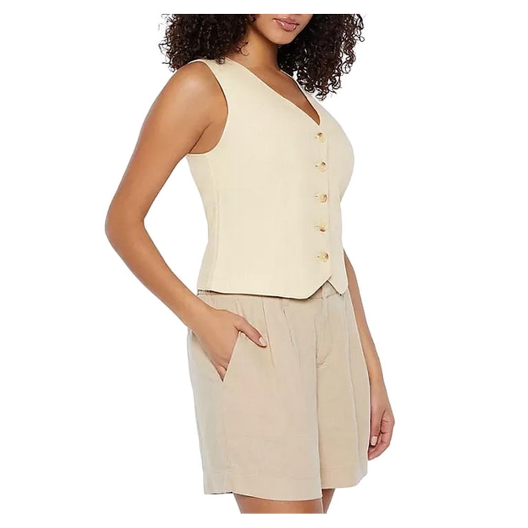 Express Women's Linen Vest in Cream Size Medium - Walmart.com