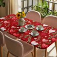 thumbnail image 3 of Valentines Table Cloths for 4 Foot Rectangle Tables, Pink Red Love Heart Spring Green Botanical Patio Waterproof Elastic Fitted Tablecloths, Washable Rectangular Table Cover for Camping, 3 of 8