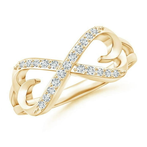 ANGARA Lab Grown Split-Shank Diamond Infinity Heart Ring for Women in 14K Yellow Gold (Size-1.1mm| Color-F-G| Clarity-VS) | Anniversary, Jewelry Gift for Women | Lab-Grown Diamond Ring
