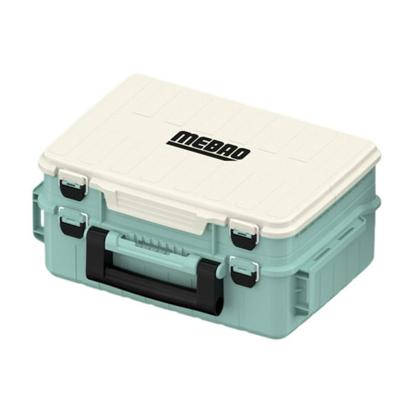 Caja de almacenamiento para aparejos de pesca, caja de herramientas de pesca con insertos desmontables, contenedor organizador impermeable para regalo azul