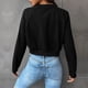 thumbnail image 2 of Gibobby Sudadera mujer Sudaderas Camisa de Cuello Redondo Sólido de Manga Larga para Mujer atlético(Negro,CH), 2 of 5