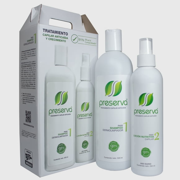 Kit Tratamiento Capilar Reparador Anticaída / Alopecia – Shampoo Dermolimpiador + Loción Para Acelerar El Crecimiento Del Cabello Preserva® Preserva PRESERVA Tratamiento Capilar Anticaída