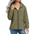 thumbnail image 2 of XUNKUSGA Rain Jacket Women Lightweight Zip Up Hooded Windbreaker Jacket Classic Solid Color Waterproof Windproof Rain Coats with Zipper Pockets Hiking Travel Jackets,Green,S, 2 of 8