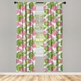 thumbnail image 3 of Ambesonne Lotus Curtains, Japanese Nature Scene, Pair of 28"x63", Fern Green Pale Blue, 3 of 5