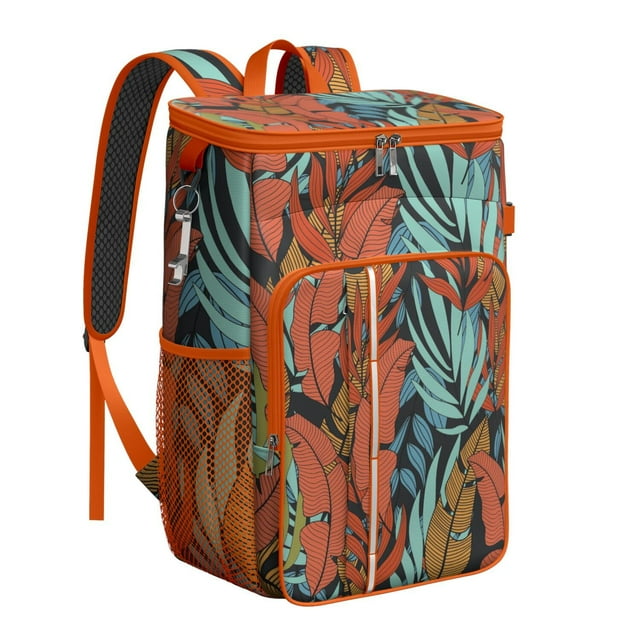Hawaiian Floral Insulated Backpack Cooler - 20L, Multiple Pockets for Organized Storage, Lightweight Design