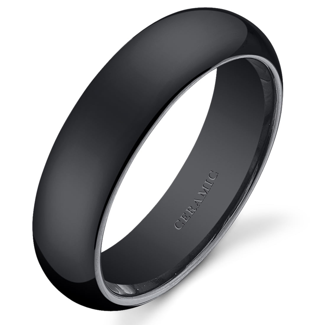 6mm Unisex Black Wedding Band Ring in Ceramic