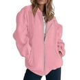 thumbnail image 2 of BODOAO Womens Zip Up Sweatshirts Jackets Long Sleeve Casual Loose Outwear with Pockets 2025 Lightweight Comfort Soft Plus Size Jackets Pink 3XL, 2 of 8