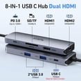 thumbnail image 2 of Adaptador HDMI dual 8 en 1 para estación de acoplamiento USB C Selore, 2 of 7