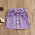 thumbnail image 2 of Toddler Girls Corduroy Skirt High Waist Button Front Belted Short Dress Elastic Waist Ruffle Skirt, 2 of 6