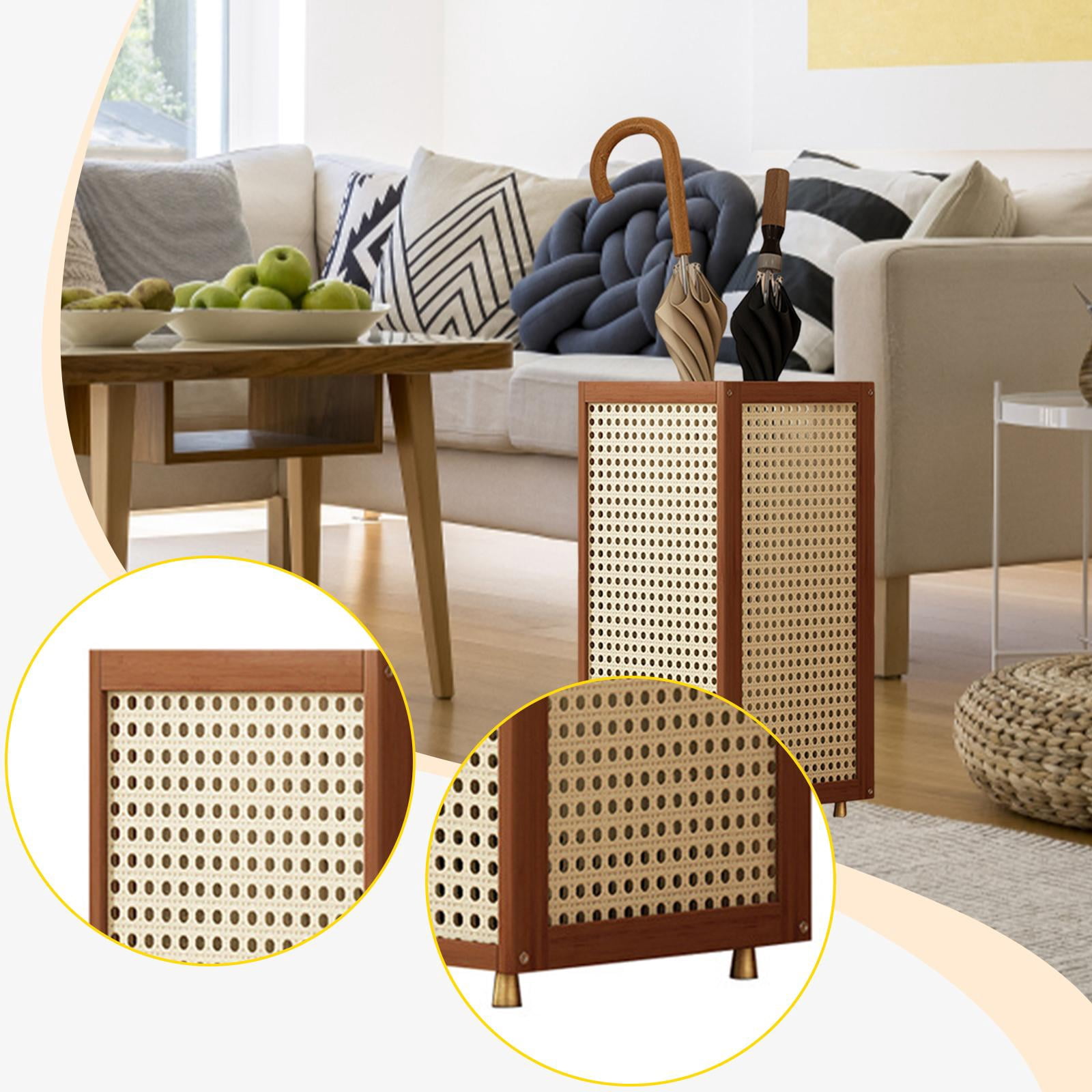 CoudarTitie Umbrella Holder Breathable Decorative Organizer for Farmhouse Entryway Hotel Brown