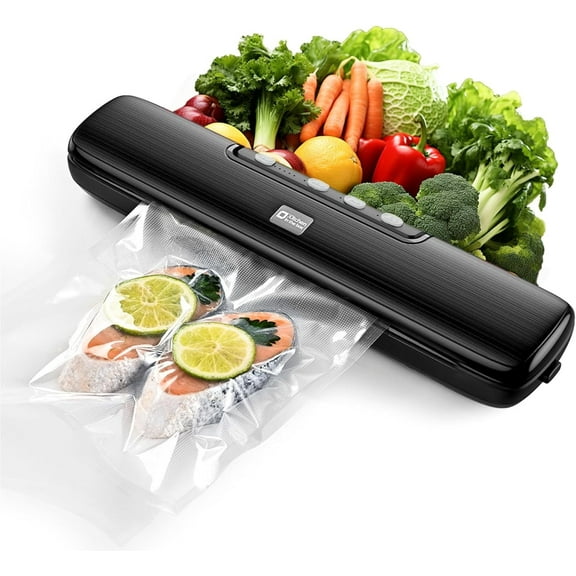 Food Vacuum Sealer Machine with 15Pcs Food Vacuum Sealer Bags ，Food Storage Saver Dry & Moist Food Modes, Automatic Air Sealer, Easy to Clean, Compact Design
