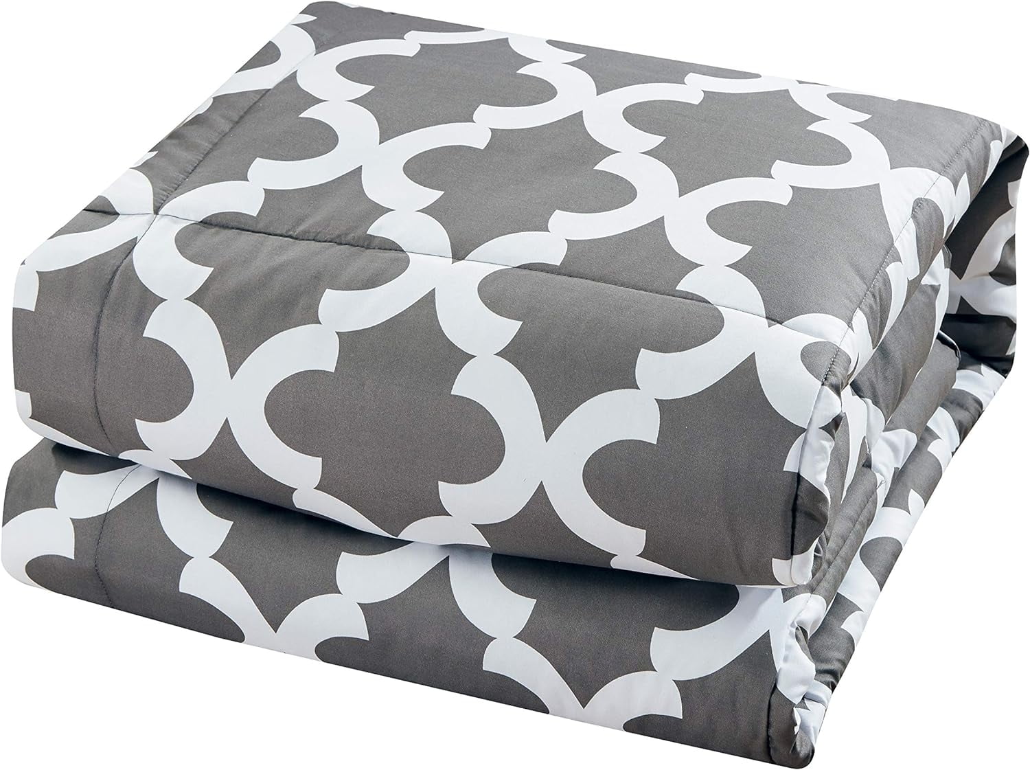 Comforter with 2 Pillow Shams Goose Down Alternative Ultra Soft Microfiber Grey Color King Size