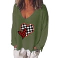 thumbnail image 2 of Babysbule Womens Valentine's Day New Arrivals Tops Women Fashion Casual Print V-Neck Loose Long Sleeve T-shirt Blouse Pullover, 2 of 6
