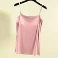 thumbnail image 2 of Mrat Cropped Tank Tops Women's Solid Color Slit with Chest Pad Thin Style Outer Wear Sleeveless Back Tops Round Neck Camisole High Neck Workout Tank Tops S-69 Pink-A L, 2 of 5