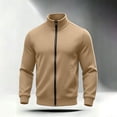 thumbnail image 5 of Men No Hood Zipper Sweatshirt Collared Full Zip Soft Home Comfy Casual Jacket Sweatshirt Fall Winter Outdoor Workout Zip up Fashion Outerwear with Side Pockets, 5 of 9
